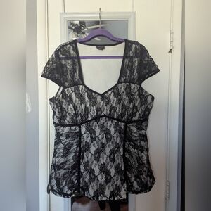 torrid Black and White Lace Top